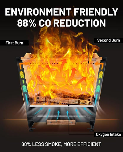 LEGACY HEATING Smokeless Fire Pit, Portable Outdoor Firepits 25 inch, Carry Handle for Backyard Patio Camping Bonfire, Stainless Steel, Ideal for 6-12 People, 46.74 lbs, Black, Cyberpit One Pro