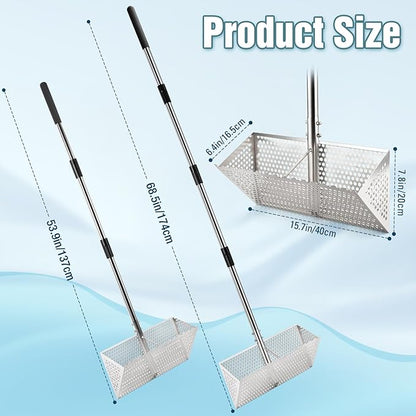 Sand Flea Rake, Stainless Steel Sand Sifter, Shark Tooth Sifter with A 16-Inch Wide Drain Screen for Finding Fleas,Shells and Shark Teeth