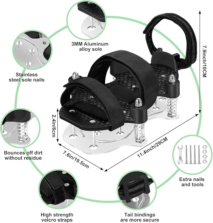 NAZZO Upgrade Lawn Aerator Shoes, Patented Double Layer Lawn Shoes, Aluminum Soleplate Spring-Loaded Design, No Dirt on The Shoes, Soil Yard Aerator Tool for Aerating Patio Garden, Black