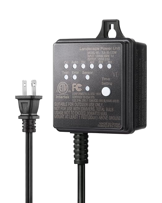 DEWENWILS 30W Outdoor Low Voltage Transformer with Timer and Photocell Light Sensor, 12V DC, ETL Listed