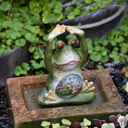 OwMell Frog Statue for Garden, Green Frog Figurine for Outdoor Decor Yard and Garden Decoration Resin Sculpture 6 Inches - Yoga