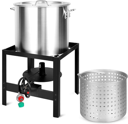 OT1601 Outdoor Fryer,Seafood Boil Kit, Featuring a Propane Burner, Propane Regulator, and a 60QT Pot with Basket, Built for Heavy-Duty Outdoor Use For Patio Garden