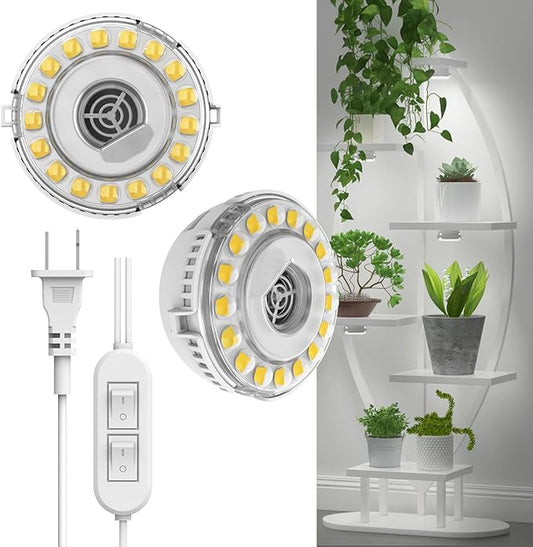 SANSI LED Puck Grow Light, 10W (150 Watt Equiv) Full Spectrum 2-Head Lamp for Plants with Ceramic Tech, Hanging Lights with ON/Off Switch for Plant Shelf Greenhouse Hydroponic