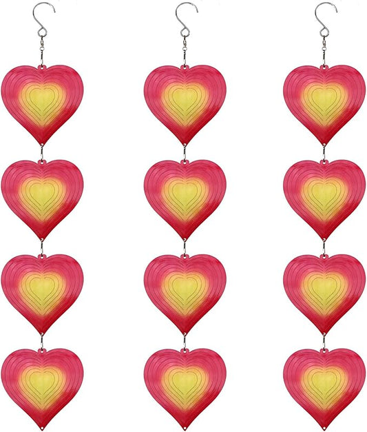 DJUAN Heart Wind Spinners Outdoor Garden Decor,Mini Yard Lawn Ornaments Metal Wind Spinner with 360 Degree Swivel Hook, Christmas,Luau Party,Tropical Party Decorations,Gifts for Mom,Women
