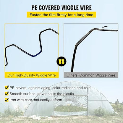 VEVOR Greenhouse Spring Wire and Lock Channel 30 Packs, 6.56 ft PE Coated Aluminum Alloy Bundle Kit, Plastic Poly Film or Shade Cloth Attachment w/Screws, Silver