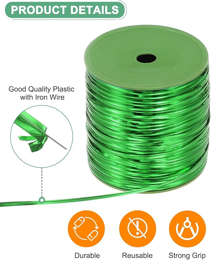 Metal Twist Ties, 350 Yards Metallic Twists Tie Bread Twisty-Ties for Party Decoration/Garden Plant/Gift Wrapping Bag/Cake/Pops Candy/Bakery Bags [Green]