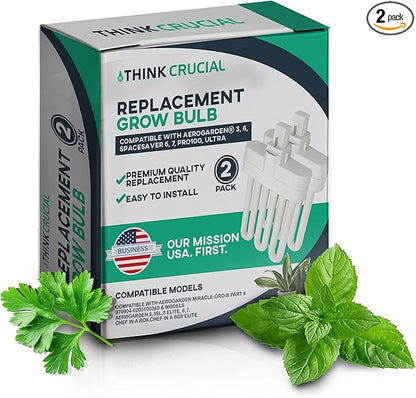 2 Grow Bulbs Compatible with AeroGarden Miracle-GRO B Part # 970904-0200,100340 & Models AeroGarden 3, 3SL, 3 Elite, 6, 7, Chef in A Box, Chef in A Box Elite - by Think Crucial (2 Pack)