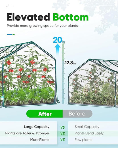 Quictent Portable Mini Cloche Greenhouse w/ Elevated Bottom, Reinforced High Light Transmission Waterproof UV-Resistant Hot House for Indoor Outdoor, w/ 50 T-Shaped Plant Tag, 71" x 36" x 36" (Clear)