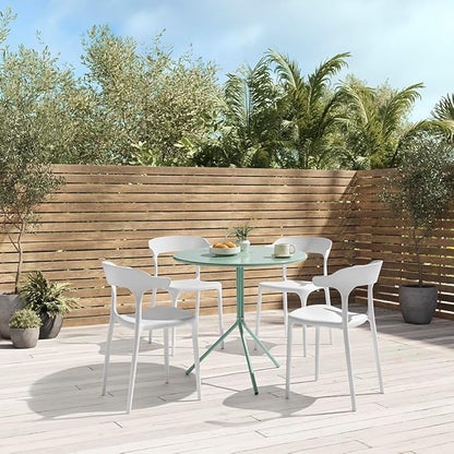 Minimalist Design 31.5 Inch Diameter Round Metal Patio Table, Bistro Table, Dining Table, Suitable for Indoor and Outdoor Cafes and Restaurants (Seaglass Green)