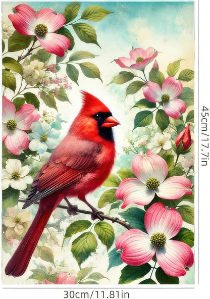 Spring Cardinal Garden Flag 12×18 Inch Double Sided Red Bird Flower Yard Flag Decorations for Lawn Yard Outdoor Birdhouse Farmhouse Decor