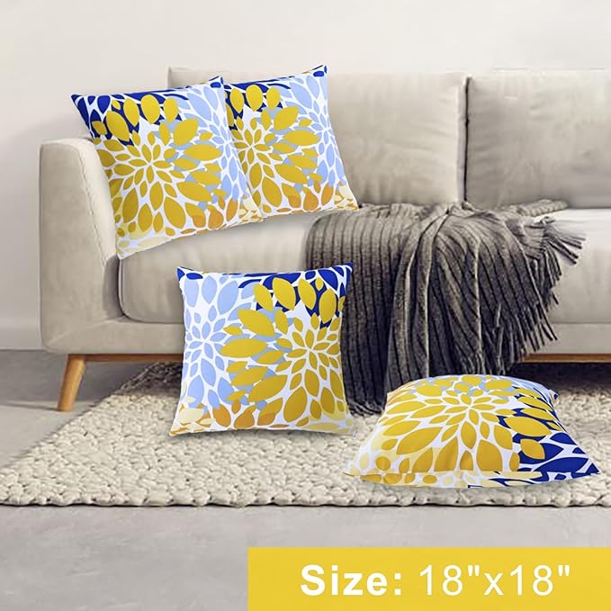 JMGBird Outdoor Throw Pillows with Inserts Pack of 2 18x18 Inches Decorative Pillows, Square Pillow for Bed, Couch, Sofa