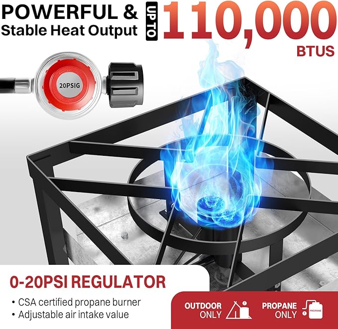 100QT Crawfish Boiler | Seafood Boiling Kit | Dustproof Cover & 16" Skimmer Included | 110,000BTU Propane Jet Burner | 0-20 PSI CSA Certified Regulator | Crab Boil Pot for Outdoor Backyard Cooking