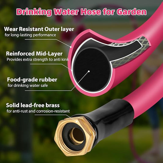 WELLUCK Garden Hose 5/8 in x 3 ft, Heavy Duty Durable Anti Kink Flexible Garden Water Hose for Drinking Water Safe BPA Free, All-weather Lightweight Water Hose for Garden RV Camper Marine