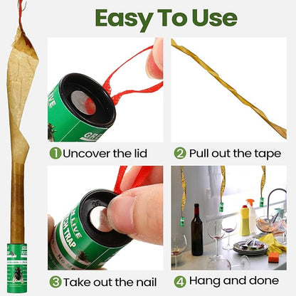 Qualirey 160 Pack Fly Strips Sticky Fly Trap Indoor Outdoor Hanging Ribbon Tape Paper Flying Insect Trap Gnat Killer Traps Catcher for Fruit Flies, Bug, Insect, Pest (Green)