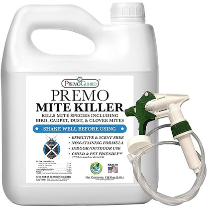 Premo Guard Natural Mite Spray – Large 128 oz Bottle – Plant Based Treatment for Dust, Spider, Carpet, Bird, Rat Mites – Safe for Families, Pet, Home, Bedding & Furniture When Used As Directed