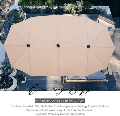 Sophia & William Patio Set with Umbrella 8 Pieces Outdoor Dining Set for 6 with 13ft Large Patio Umbrella Beige, 6 x Swivel Patio Chairs with 59" Dining Table for Lawn Garden