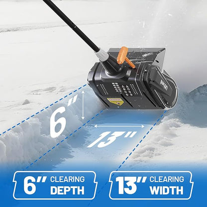 Litheli 40V Cordless Snow Shovel, 13'' Brushless Electric Snow Blower with 2X2.5 Ah Batteries Included, Lightweight Battery-Powered Snow Thrower for Driveway & Sidewalk