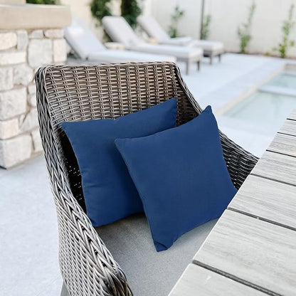 idee-home Outdoor Pillows, Set of 2 with Inserts, Waterproof, 18x18 inch, Dark Cerulean, Polypropylene Fill, Throw Pillow Cases