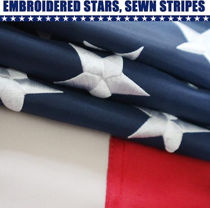 American Flag 2x3 Ft, Four Brass Grommets Multipurpose US Flag, Embroidered Stars, Sewn Stripes, Outdoor Heavy Duty Durable USA Flags, Hanging Indoor/Bedroom/Room/Wall American Flag
