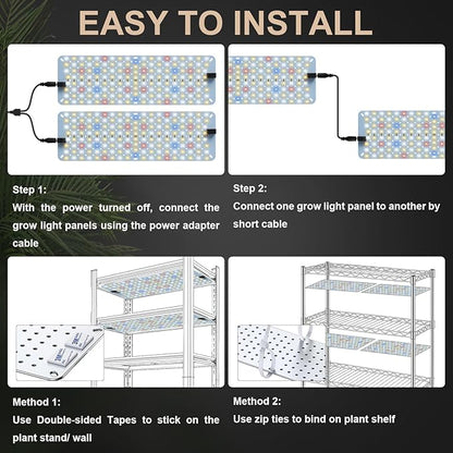 GHodec 20W Panel Grow Lights for Indoor Plants,272LEDs Full Spectrum Grow Lights for Under Cabinet Plant, Grow Lamp with 4/8/12H Timer,5 Dimmable Levels for Plants Growing (2Pack)