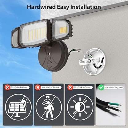 Olafus 80W Flood Lights Outdoor, Switch Controlled 8000LM LED Security Lights, IP65 Waterproof Outside Floodlights, 6500K Exterior Flood Light Fixture Wired for House Yard Porch Eave Black