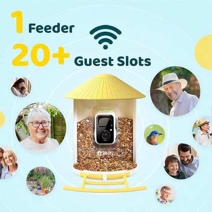 NETVUE by Birdfy Smart Bird Feeder with Camera, Bird Watching Camera, Auto Capture Video&Motion Detection, 1080P Live Steam, Cardinal Feeder Outdoor Wireless, Ideal Present for Backyard Birder, Yellow