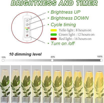 yadoker Plant Grow Light, LED Growing Light Full Spectrum for Indoor Plants,Aluminum Walnut Wood Grain Plant Lights,Height Adjustable, Automatic Timer, 5V Low Safe Voltage,Idea for Large