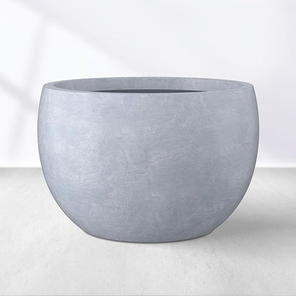 Kante 19.9" Dia Round Concrete Planter, Outdoor/Indoor Large Bowl Plant Pots with Drainage Hole and Rubber Plug for Garden Patio Balcony Home, Gray
