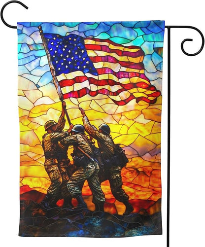 4th of July Garden Flag Independence Day Decorations Vertical Double Sided Outdoor Yard Flags 12.5x18 Inch Burlap Banners for House Lawn