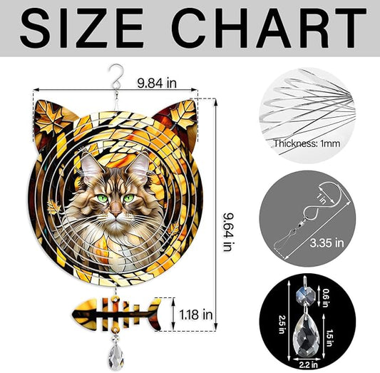 Maine Coon Cat Wind Spinner, Maine Coon Cat Wind Spinner Hanging for Yard and Garden