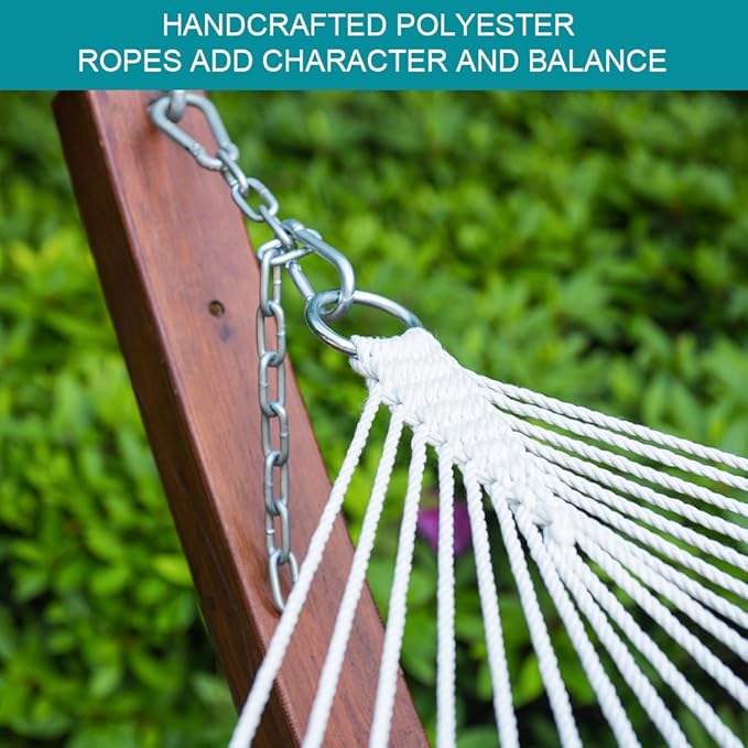 Lazy Daze Hammocks 12FT Quilted Fabric Double Hammock with Spreader Bars and Detachable Pillow, 2 Person Hammock for Outdoor Outside Patio Garden Yard Pool Beach (Linen)