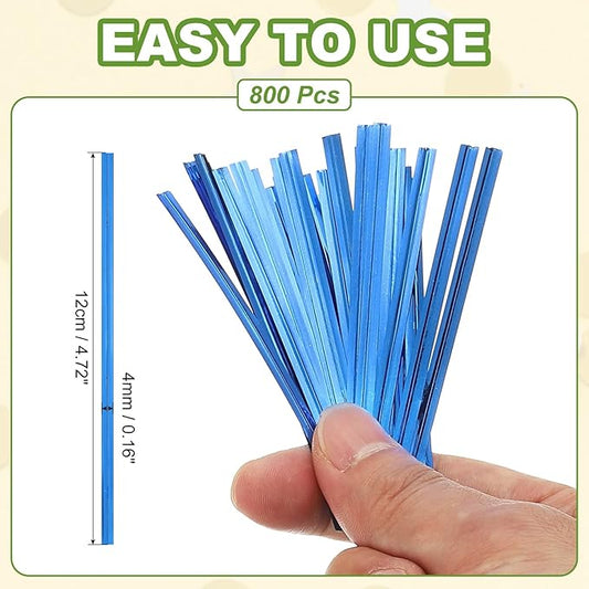 PATIKIL Bag Twist Ties 5 Inch, 800 Pcs Metallic Bread Ties for Treat Plastic Bags Gift Wrapping Candy Coffee Bag Plant Party Cake Favor, Blue