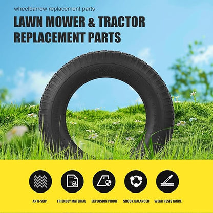 Upgrade 4.80/4.00-8 Tire and Inner Tube Set - Thick Replacement Pneumatic Rubber Wheelbarrow Tire - Wheel Barrow Wheels and Tires for Hand Truck Garden Cart 1 Pack