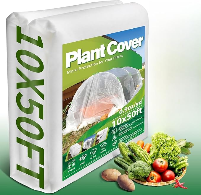 Avalution 3 Pack Plant Covers Freeze Protection, 10x50 FT Frost Cloths for Outdoor Plants, 0.9 oz/yd² Reusable Frost Blankets for Outdoor Plants, Row Covers for Vegetables Season Extension