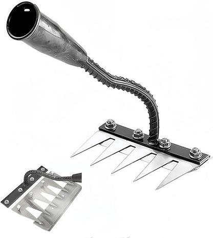 2025 New Gardening Hand Weeder Tool，Gardenia Iron Weeding Rake ，Manual Weeder Tool with Detachable Blades，Tool for Effortless Weed Removal， Flower Beds & Vegetable Patches (No Wooden Handle)