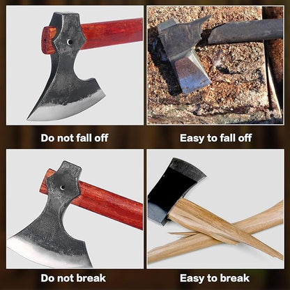 16" Throwing Axe Set with Beech Wood Handle, Professional Throwing Hatchet Set of Two, Viking Style Throwing Tomahawks with Steel Wedge for Adults' Competition and Outdoor Recreation, Red