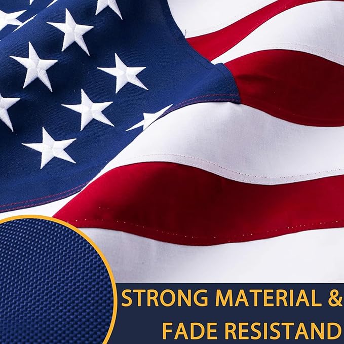 American Flag 5x8ft Ultra Durable for Outside, TearProof Spun Polyester, Embroidered Stars, Brass Grommets, Perfect for Outdoor US Flag, Show Your Patriotism with Long-Lasting Quality