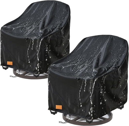 Outdoor Swivel Chair Covers Waterproof 2 Pack,Outdoor Chair Covers Patio Furniture Cover for Deck Patio Swivel Chair Heavy Duty,35 W x 37 D x 36 H inches Black