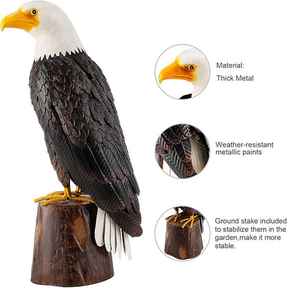 chisheen Bald Eagle Outdoor Metal Yard Art Statue and Sculpture for Garden Lawn Patio Living Room Decoration