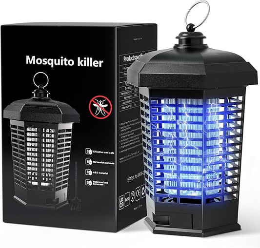 Bug Zapper Outdoor Indoor,Electric Mosquito Zapper Plug in,4200V Rechargeable Fly Trap with ABS Waterproof Cover,Electric Fly Zapper for Home Backyard Camping BBQ,Black