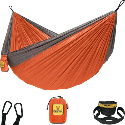 Wise Owl Outfitters Camping Hammock – 500lbs Portable Hammock with Tree Straps - Travel, Backpacking, Hiking, Outdoors Camping Gear - Single or Double