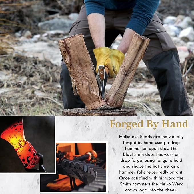 1844 Helko Werk Germany Traditional Mini Spalter - Made in Germany Compact Splitting Axe, Small Wood Splitting Hatchet - Head 2-1/2 lbs, Handle 20 in. (Mini Spalter) #13511