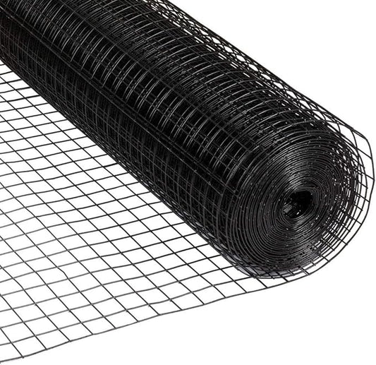 Fencer Wire 16 Gauge Black Vinyl Coated Welded Wire Mesh Size 1.5 inch by 1.5 inch