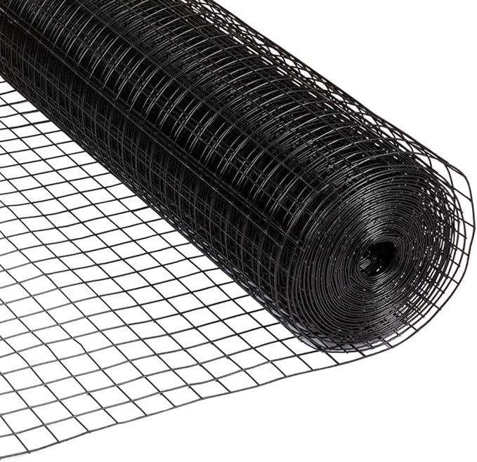 Fencer Wire 16 Gauge Black Vinyl Coated Welded Wire Mesh Size 1.5 inch by 1.5 inch (7 ft. x 100 ft.)