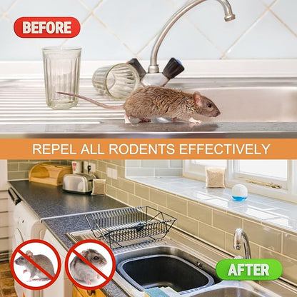 24 Pack Mouse Repellent Pouches with Peppermint Oil - Natural Rodent Deterrent for 24/7 Protection in House, Car, Garage & Attic,Human & Pet Safe.
