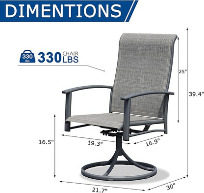 Patio Swivel Chairs Set of 8, Outdoor Swivel Chairs with Armrest, High Back Patio Chair with Metal Frame, All-Weather Outdoor Dining Chair for Deck, Porch and Lawn, Grey