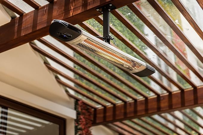 Infrared Patio Heater, Carbon Wall Mounted Heater 300/1500W, 6 Heat Modes Outdoor Heater, IP55 Waterproof, Instant Heat in 3 Seconds, Remote Control (BLACK)