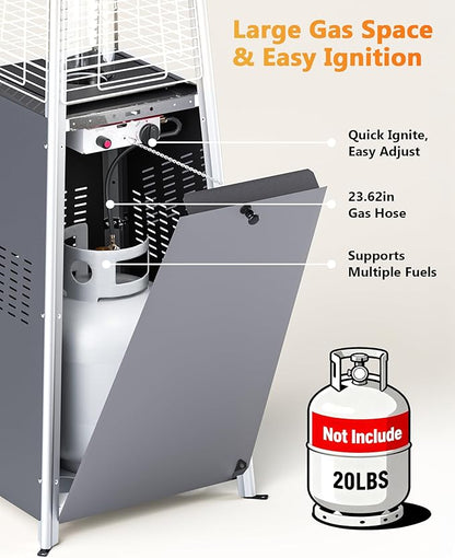 HUGROVE Pyramid Patio Heater for Large Area, 48,000 BTU Rapid Heating Outdoor Propane Heater With Wheels and Weatherproof Cover, Triple Protection System for Patio, Backyard, Garden, Pool (2 heaters)