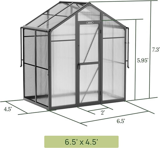 Vego Garden Junior Victorian Greenhouse 6.5 ft – Durable Aluminum Frame with Polycarbonate Panels – All-Season Greenhouse for Backyard or Patio