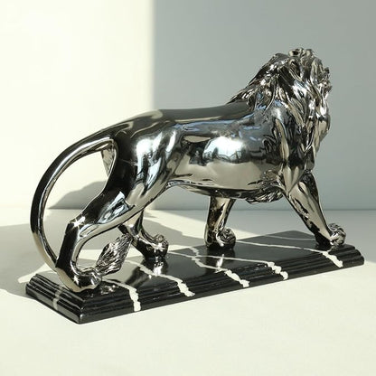 Lukitas Lion Sculpture Decor - Animal Figurine Decorative Ornament for Living Room Office, or Shelf, Collectible Gifts for Lion Lover, Resin